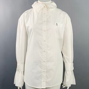 FACON JACMIN Size L White Cotton One Pocket Shirt
